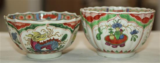 Two tea bowls and saucers